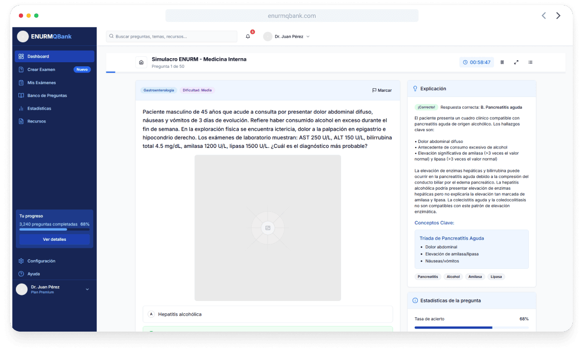 Captura de pantalla de la plataforma Enurmqbank