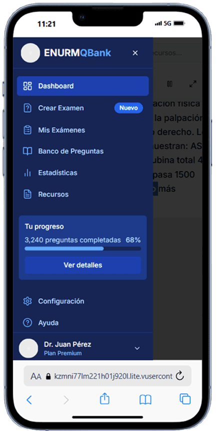 Aplicación Enurmqbank en un teléfono móvil